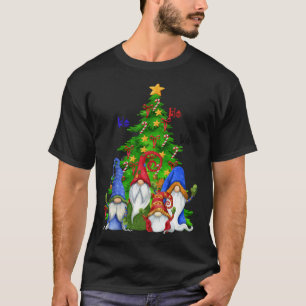 Cool Christmas Gnomes Xmas Tree Ho Ho Ho Design T-Shirt