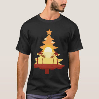 Cool Christmas in July Christmasree Sunset friends T-Shirt
