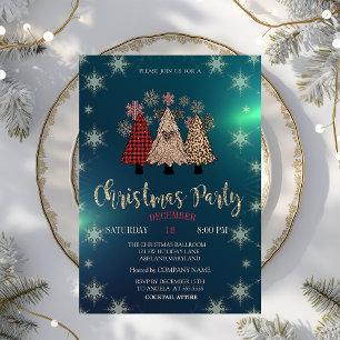 Cool Christmas Pine Trees,Green Company Party  Invitation