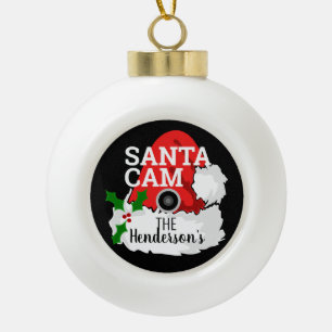 Cool Christmas Santa Cam Family Name Ceramic Ball Christmas Ornament