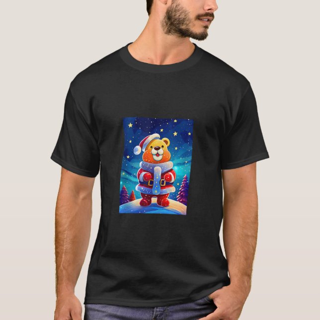 Cool Christmas Santa Clause Gummy Bear Candy in St T-Shirt (Front)