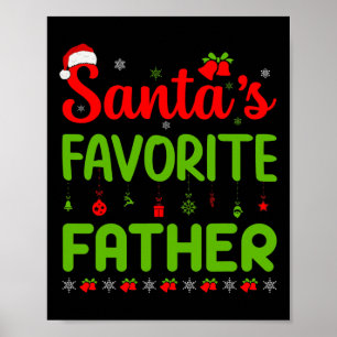 Cool Christmas Santa's Favourite Father Cute Merry Poster