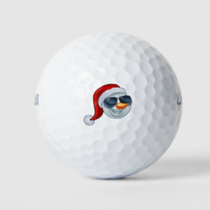 Cool Christmas Snowman Santa Hat Sunglasses Emoji Golf Balls