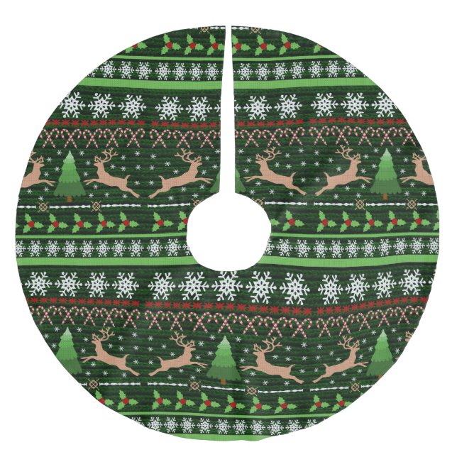 Cool Christmas Sweater Pattern Brushed Polyester Tree Skirt (Front)