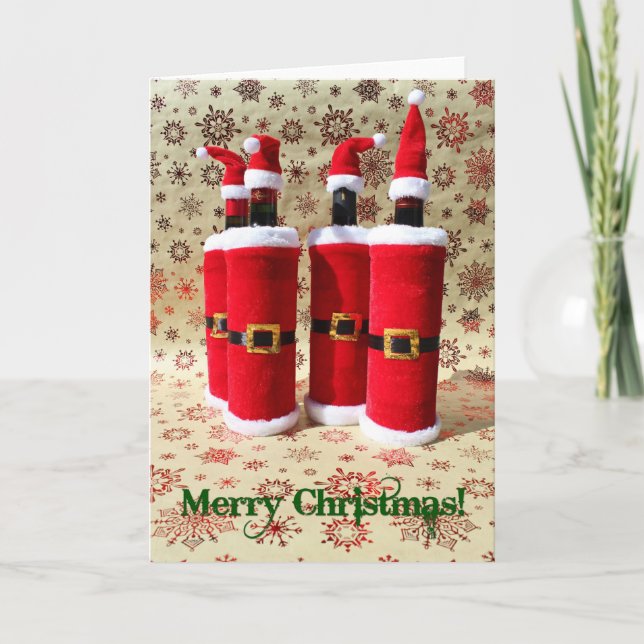 Cool Christmas Wine Greeting Card! Holiday Card (Front)