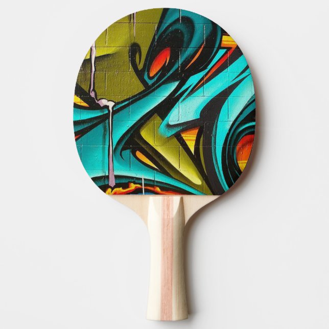 Cool Cinder Block Wall Graffiti Ping Pong Paddle (Front)