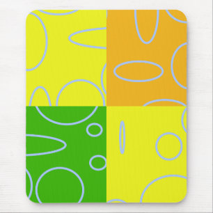 Cool Circles and Loops on Green Orange Yellow Mouse Mat