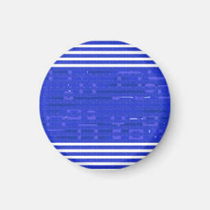 Cool Circuit Blue Geometric Stripes Magnet