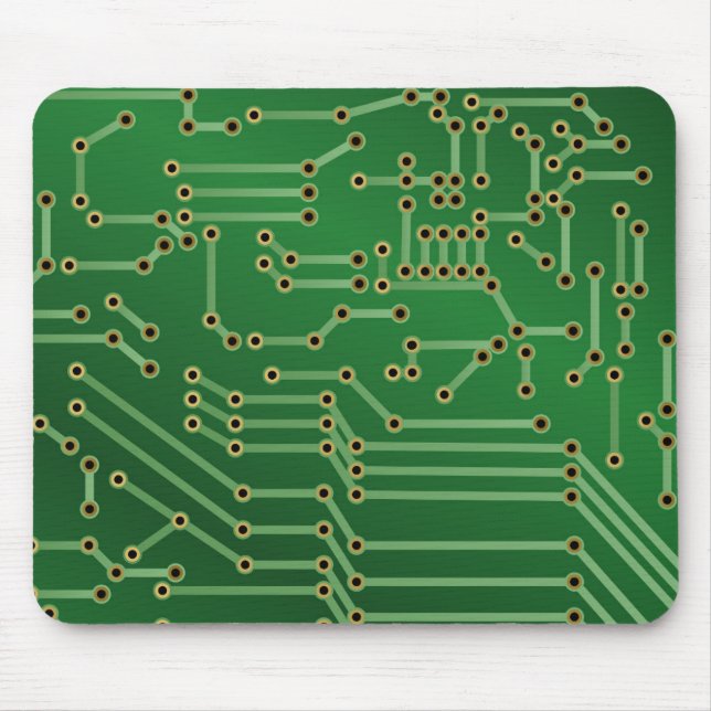 Cool Circuit Board Computer Green Mouse Mat (Front)