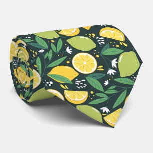 cool citrus fruit tiled pattern neck tie