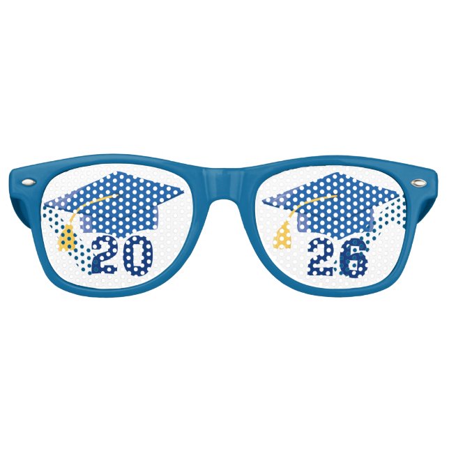 Cool Class of 2026 Blue Graduation Party Retro Sunglasses (Front)
