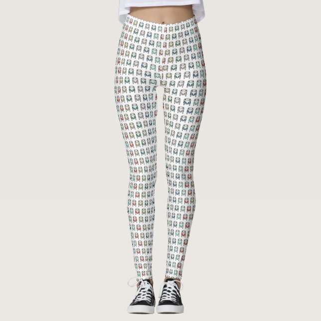cool classic bus pattern vintage inspired leggings (Front)
