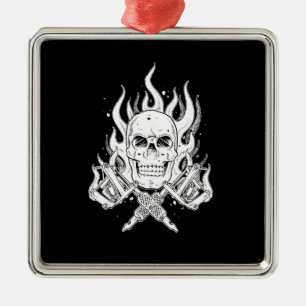 Cool Classic Elegant Black White Skull tattoo Metal Tree Decoration