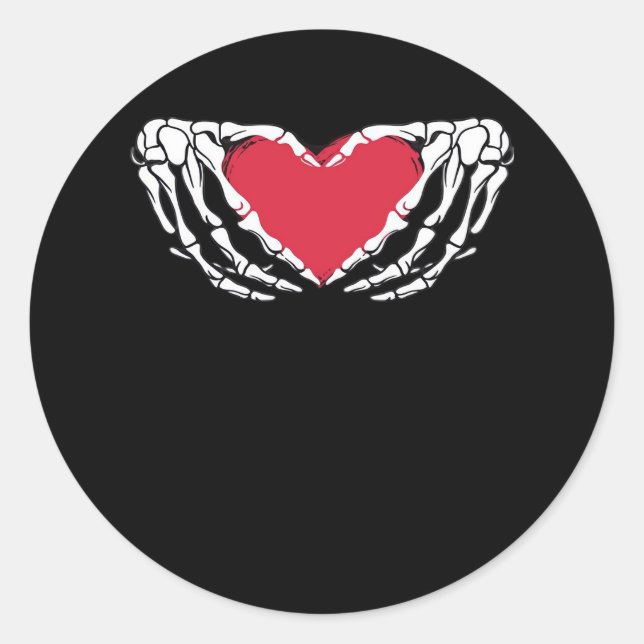 Cool Classic Funny Skeleton Hands Heart - Valentin Classic Round Sticker (Front)