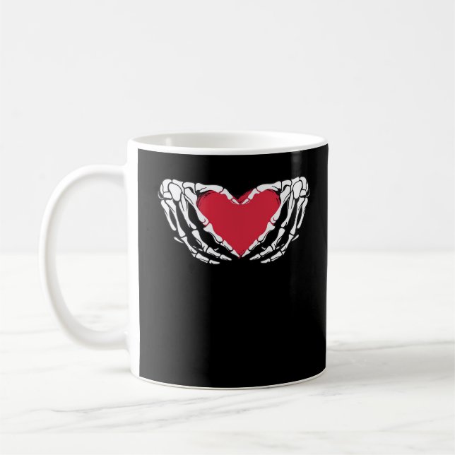 Cool Classic Funny Skeleton Hands Heart - Valentin Coffee Mug (Left)