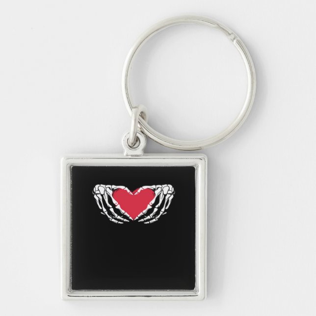 Cool Classic Funny Skeleton Hands Heart - Valentin Key Ring (Front)