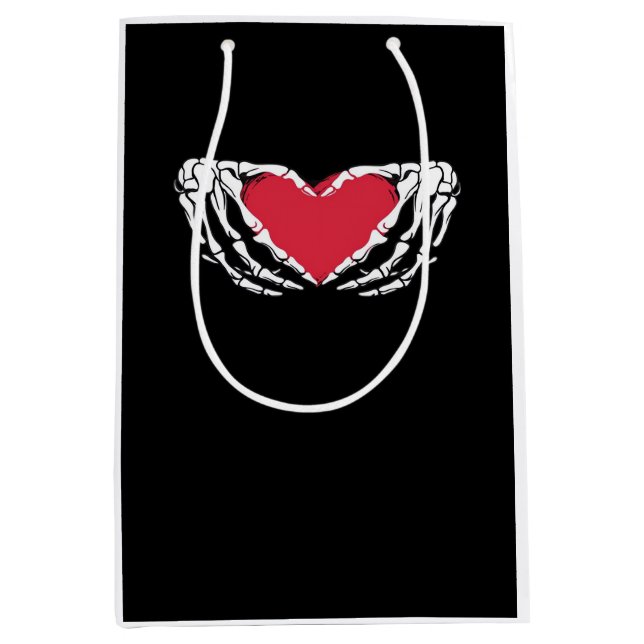 Cool Classic Funny Skeleton Hands Heart - Valentin Medium Gift Bag (Front)