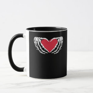 Cool Classic Funny Skeleton Hands Heart - Valentin Mug