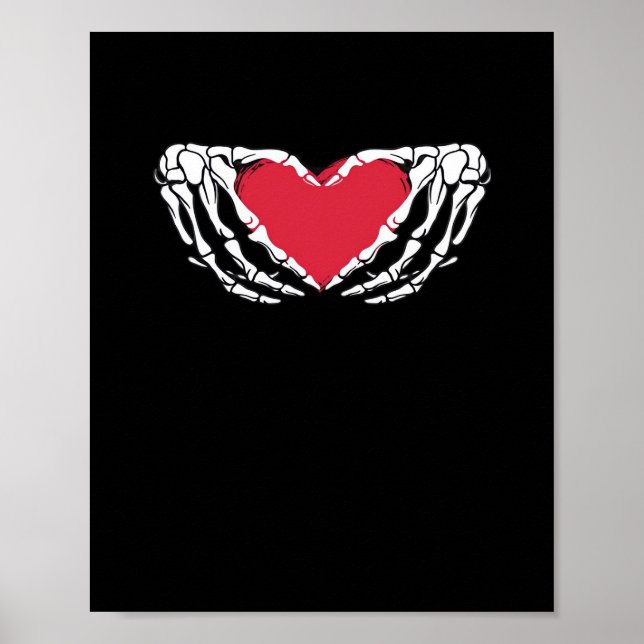 Cool Classic Funny Skeleton Hands Heart - Valentin Poster (Front)