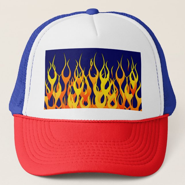 Cool Classic Racing Flames Trucker Hat (Front)