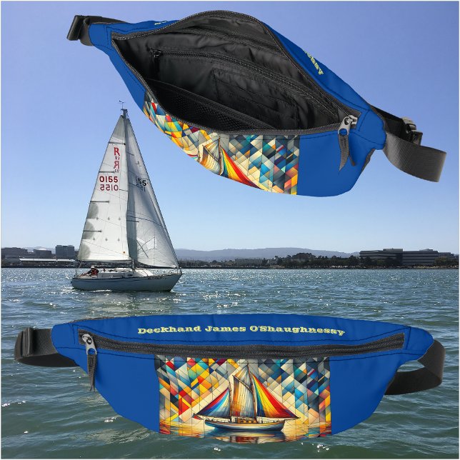 Cool Classic Sailboat, Abstract Geometric Pattern  Bum Bags (Creator Uploaded)