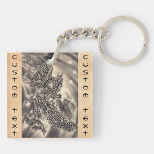 Cool classic vintage japanese demon dragon tattoo key ring