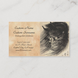 Cool classic vintage japanese demon head tattoo business card