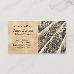 Cool classic vintage japanese demon ink tattoo business card