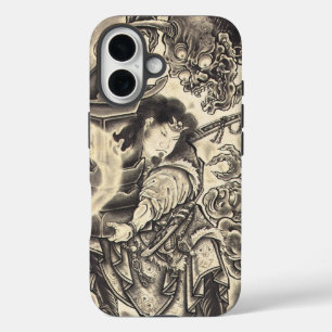 Cool classic vintage japanese demon ink tattoo iPhone 16 case