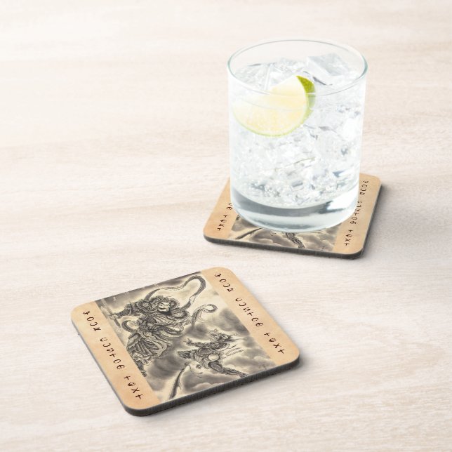 Cool classic vintage japanese demon ink tattoo coaster (Right Side)