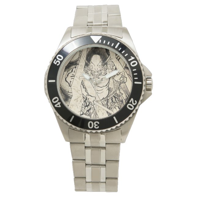 Cool classic vintage japanese demon ink tattoo watch (Front)