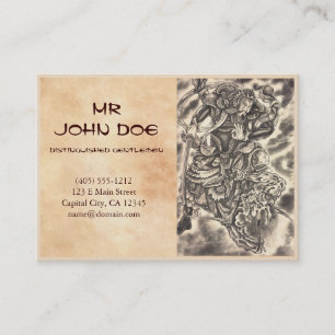 Cool classic vintage japanese demon samurai fight business card