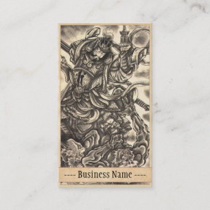 Cool classic vintage japanese demon tattoo art business card