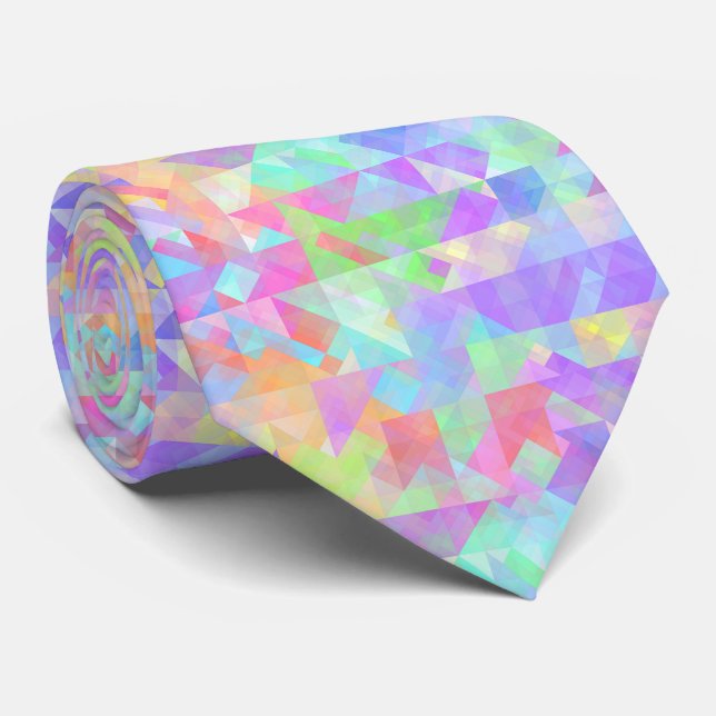 Cool Classy Colourful Triangles Squares Pattern Tie (Rolled)