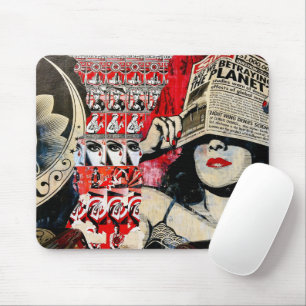 Cool classy vintage street art Lady with newspaper Mouse Mat