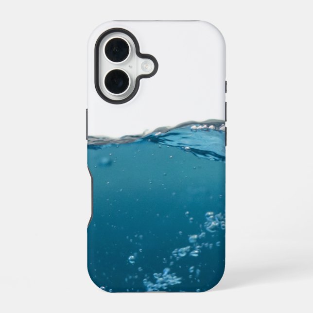 Cool Clear Blue Wave iPhone 16 Case (Back)