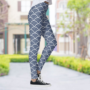 Cool Coastal Blue Waves Your Colour Choice Pattern Leggings