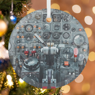 Cool Cockpit Aeroplane Photo Aviation Aircraft Glass Tree Decoration