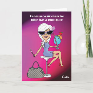 Cool Cocktail Girl customised greeting card. Card