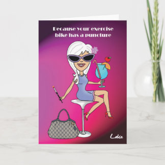 Cool Cocktail Girl customised greeting card. Card
