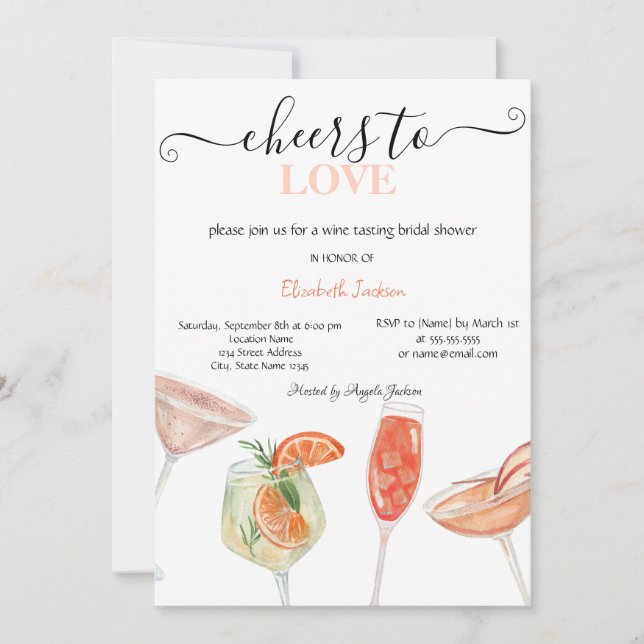 Cool Cocktails Dotted  Bridal Shower   Invitation (Front)