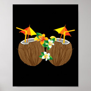 Cool Coconut Drinks Breast Funny Palm Tree Juice D Poster