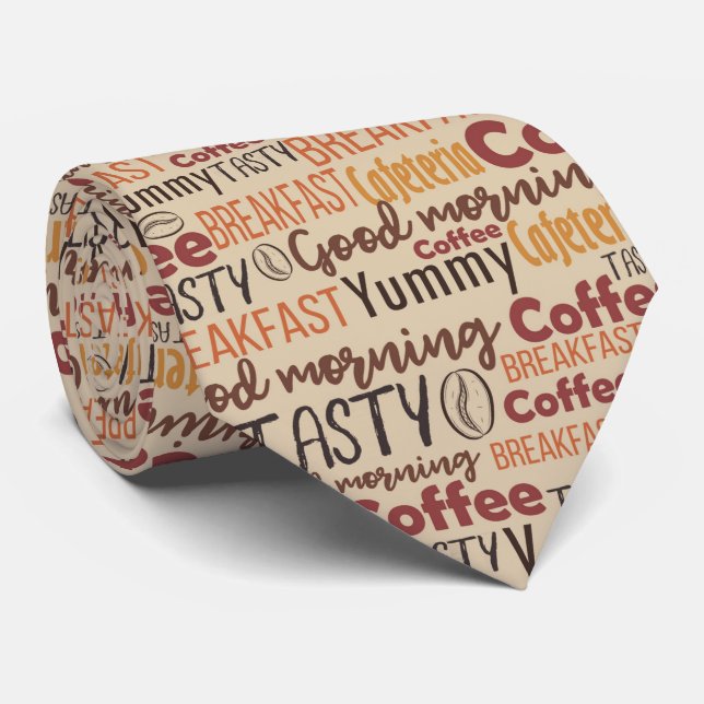 cool coffee breakfast shift word art  tie (Rolled)