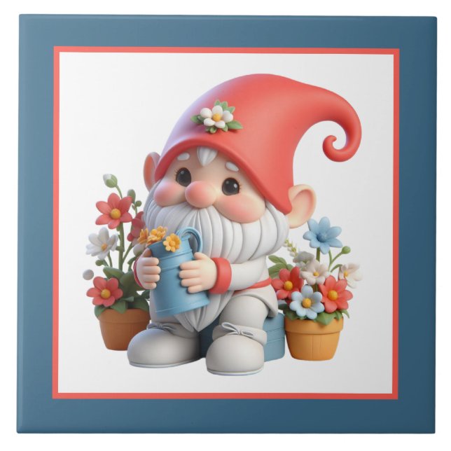 Cool coffee gnome home business crafting tile (Front)