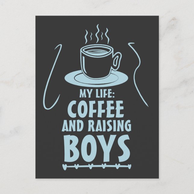 Cool Coffee Lover Mother's Day Raising Boys Mum Postcard (Front)