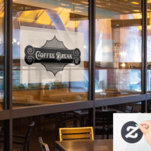 cool coffee shop break word art Window Cling