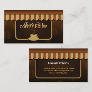 Cool Coffee Shop Brown and Beige Cafe Store Front Business Card