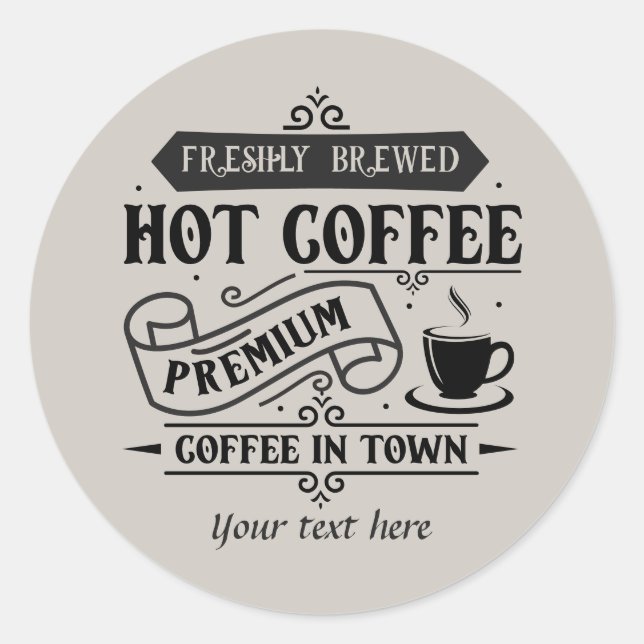 Cool coffee shop customisable  classic round sticker (Front)