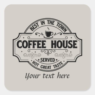Cool coffee shop customisable  square sticker