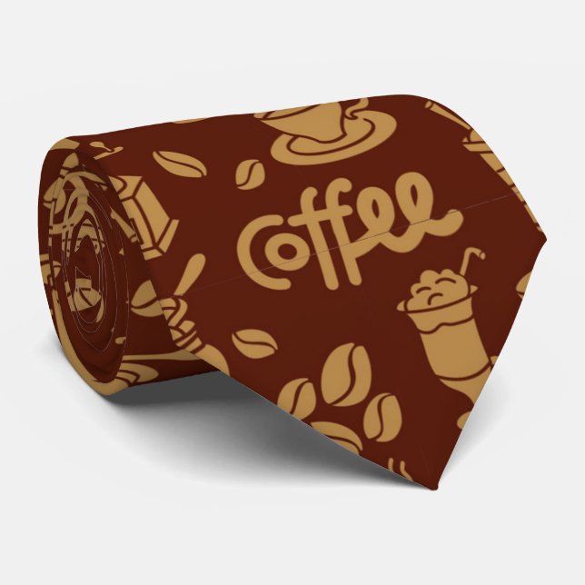 cool coffee shop tiled pattern tie (Rolled)
